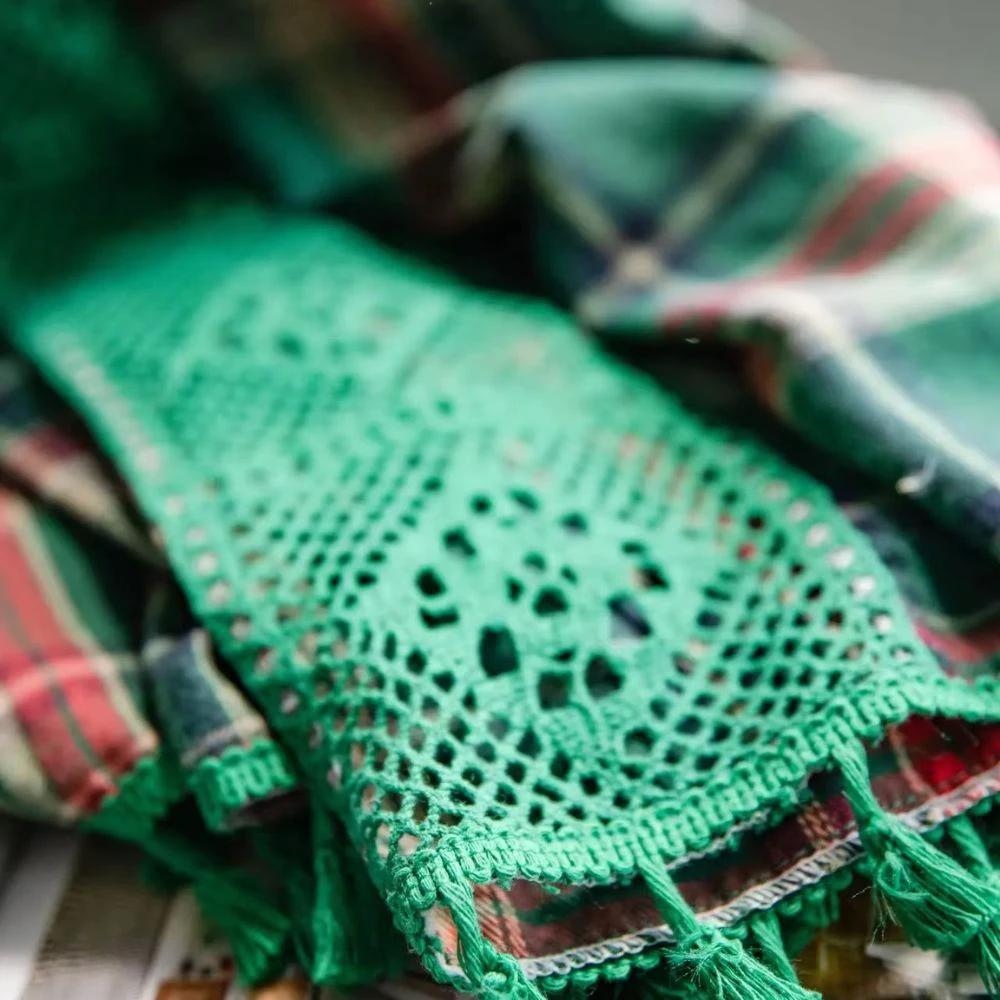 Tartan Crochet Lace Tassel Curtain by Casa & Beyond