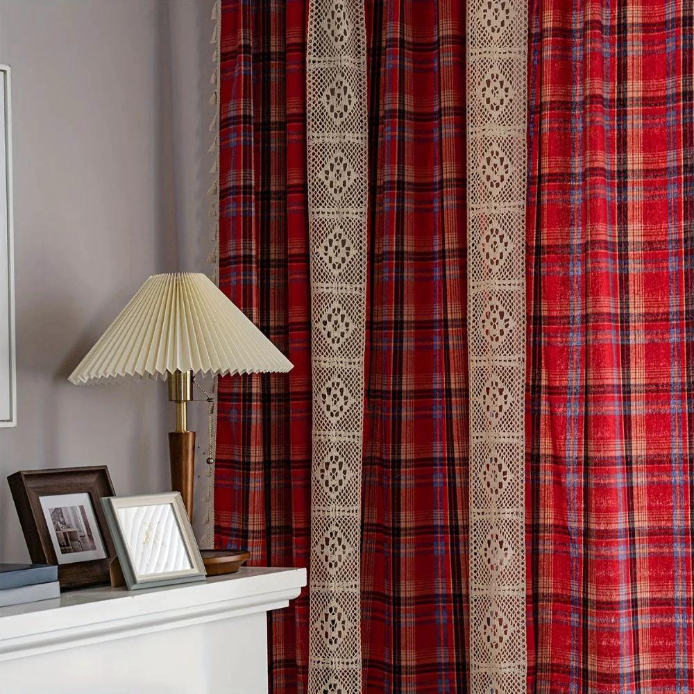 Tartan Crochet Lace Tassel Curtain by Casa & Beyond
