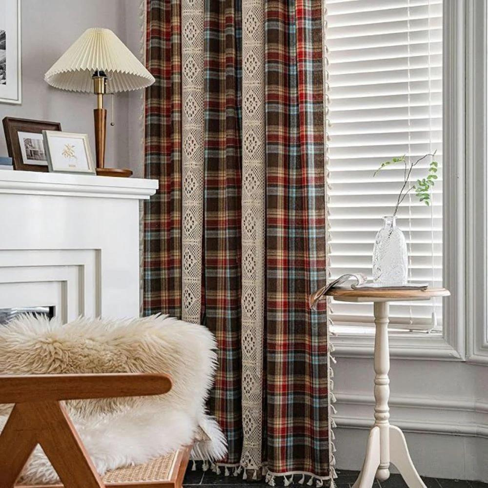 Tartan Crochet Lace Tassel Curtain by Casa & Beyond