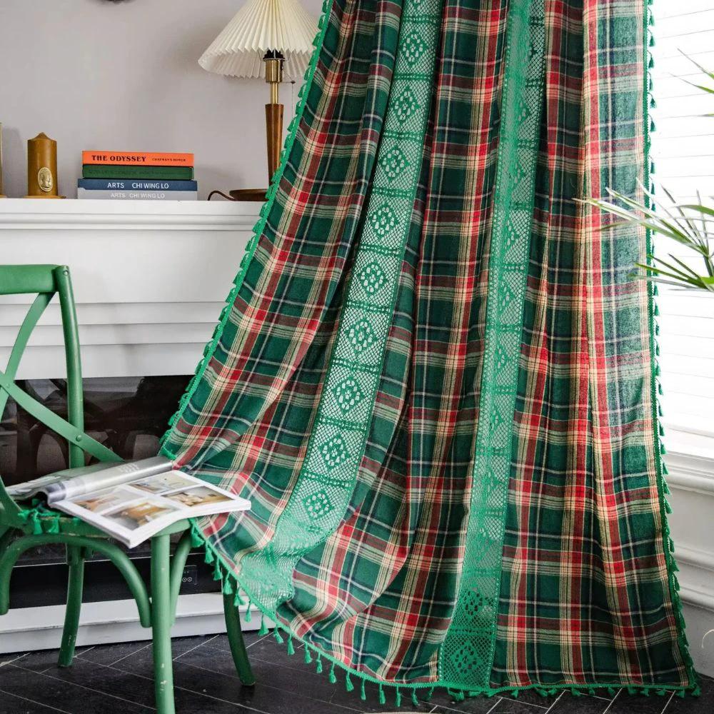 Tartan Crochet Lace Tassel Curtain by Casa & Beyond