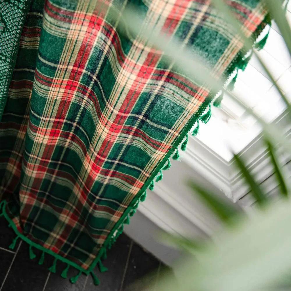 Tartan Crochet Lace Tassel Curtain by Casa & Beyond