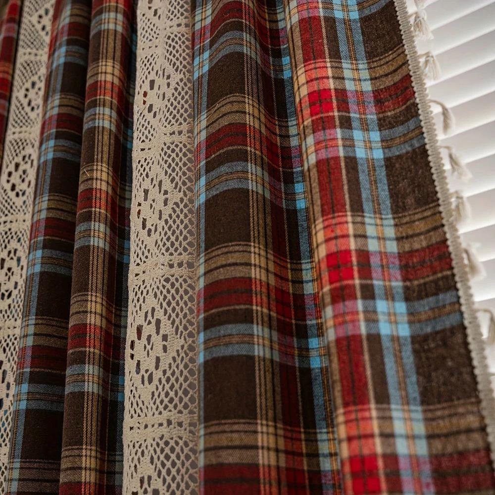 Tartan Crochet Lace Tassel Curtain by Casa & Beyond