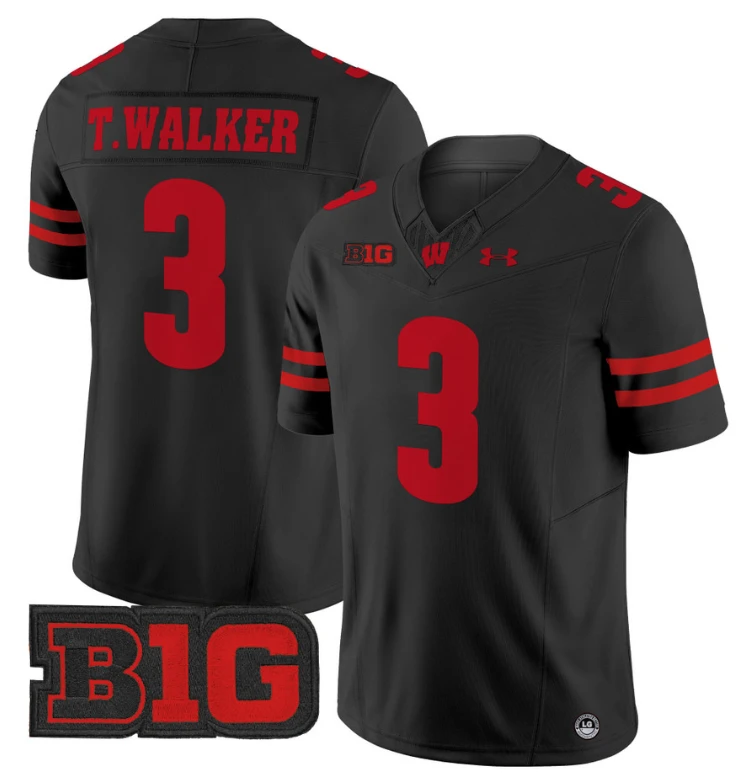 Tawee Walker Jersey #3 Wisconsin Badgers Vapor Football Stitched Black by My Store