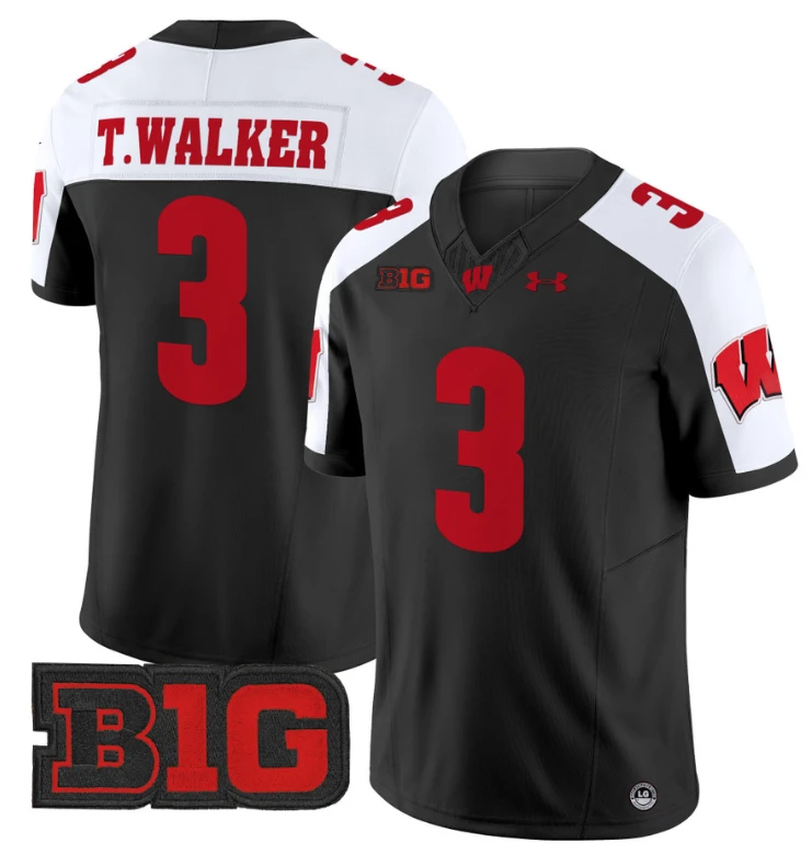 Tawee Walker Jersey #3 Wisconsin Badgers Vapor Football Stitched Black Alternate by My Store