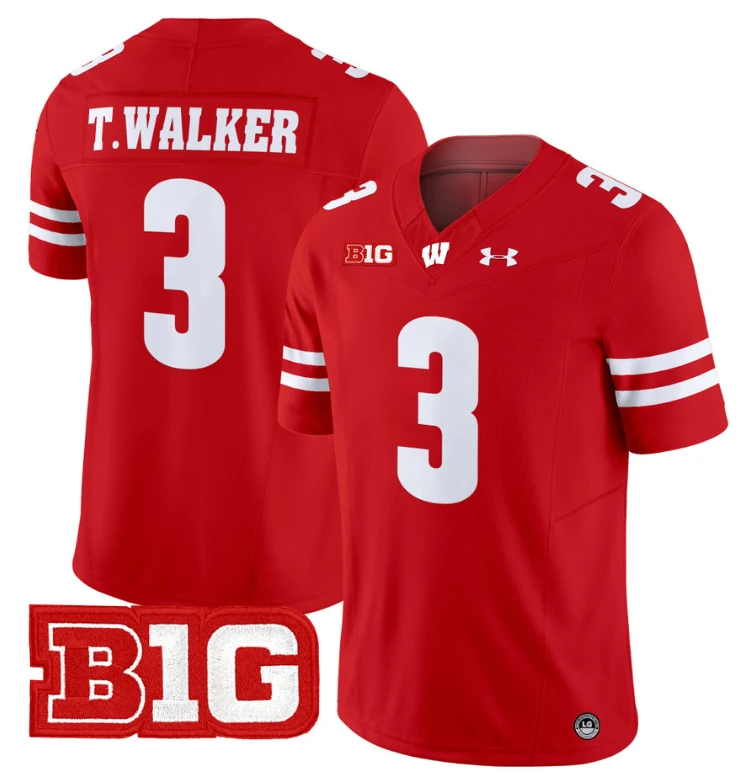 Tawee Walker Jersey #3 Wisconsin Badgers Vapor Football Stitched Red by My Store
