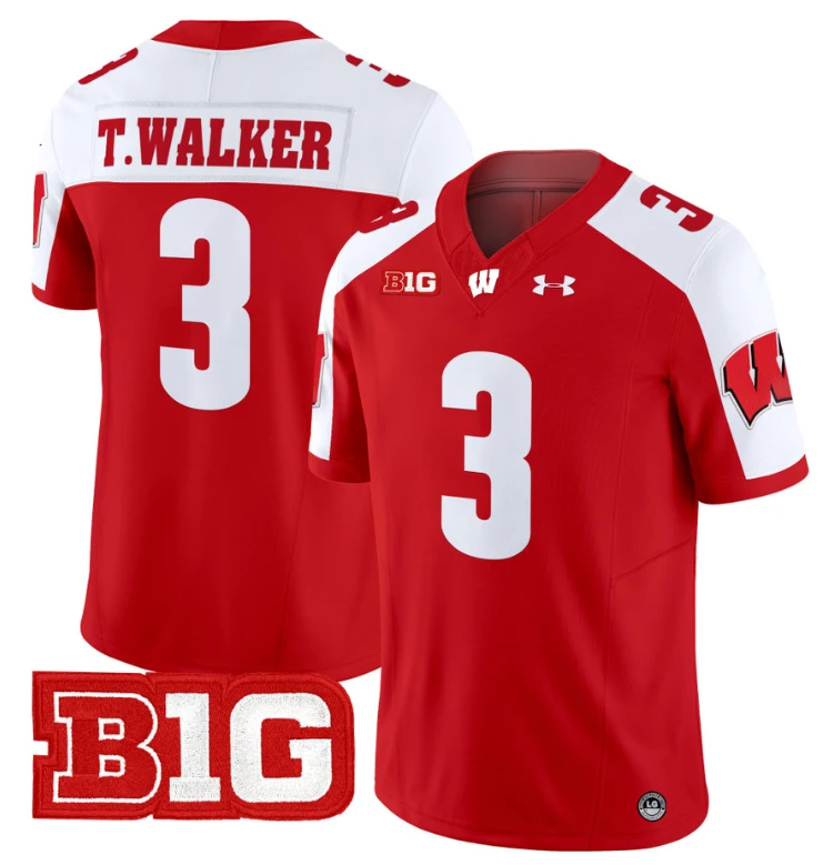 Tawee Walker Jersey #3 Wisconsin Badgers Vapor Football Stitched Red Alternate by My Store