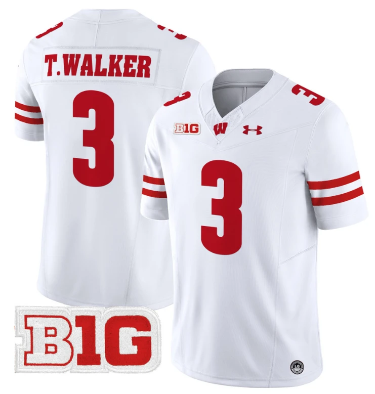 Tawee Walker Jersey #3 Wisconsin Badgers Vapor Football Stitched White by My Store