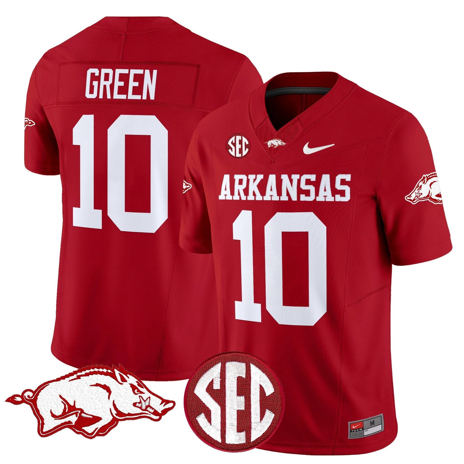 Taylen Green Jersey #10 Arkansas Razorbacks Limited Stitched by My Store NCAA Football Jerseys