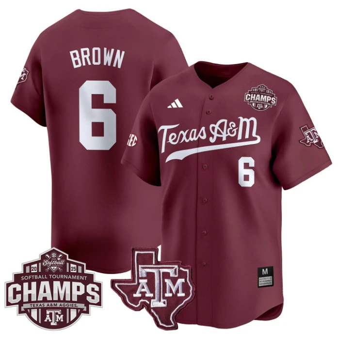 Taylor Brown Jersey #6 Texas A&M Aggies 2025 SEC Champions Patch Limited Stitched Maroon by My Store