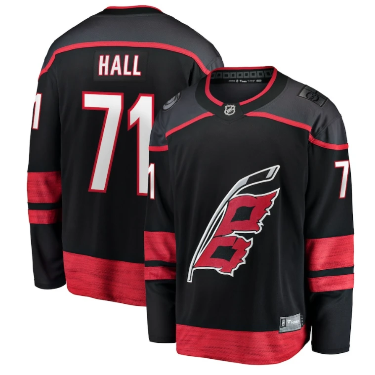 Taylor Hall 71 Carolina Hurricanes Home Breakaway Men Jersey - Black by Hockey David