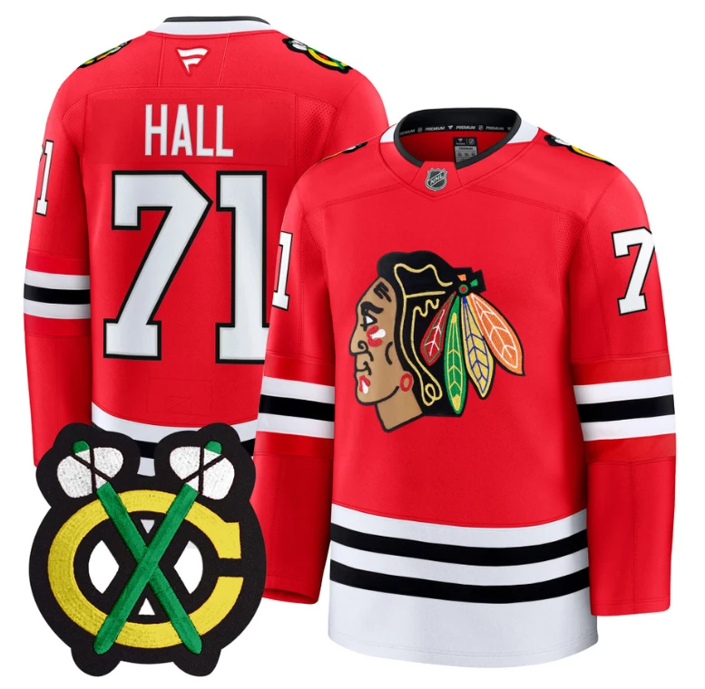 Taylor Hall Jersey #71 Chicago Blackhawks Premium All Stitched Red by Hockey David