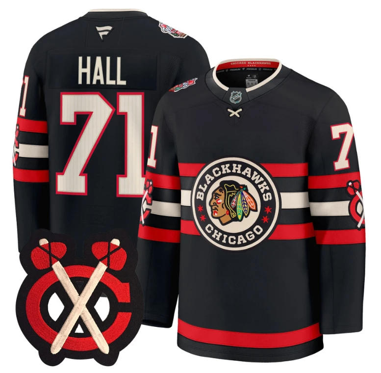 Taylor Hall Jersey #71 Chicago Blackhawks Winter Classic Patch Stitched Black by Hockey David