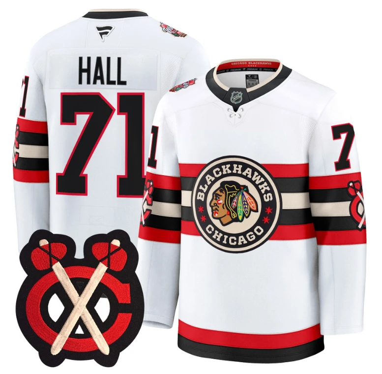Taylor Hall Jersey #71 Chicago Blackhawks Winter Classic Patch Stitched White by Hockey David