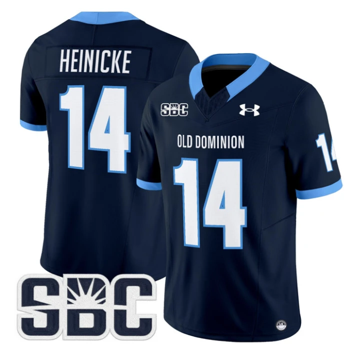 Taylor Heinicke Jersey #14 Old Dominion Monarchs 2025 Vapor Stitched Navy by My Store NCAA Football Jerseys
