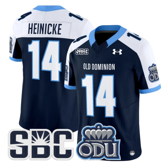 Taylor Heinicke Jersey #14 Old Dominion Monarchs 2025 Vapor Stitched Navy Alter by My Store NCAA Football Jerseys