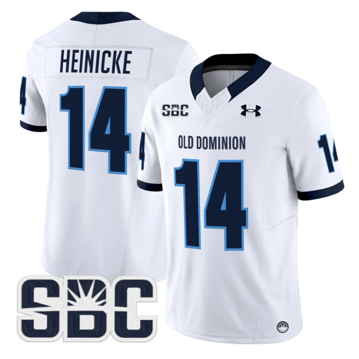 Taylor Heinicke Jersey #14 Old Dominion Monarchs 2025 Vapor Stitched White by My Store NCAA Football Jerseys