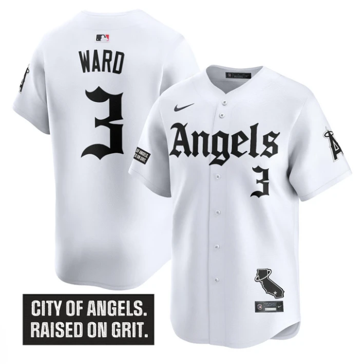 Taylor Ward Jersey #3 Los Angeles Angels Gothic Halo Edition Stitched White by My Store