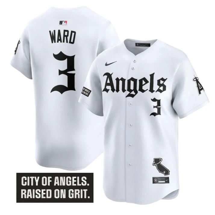 Taylor Ward Jersey #3 Los Angeles Angels Gothic Halo Edition Stitched White by My Store