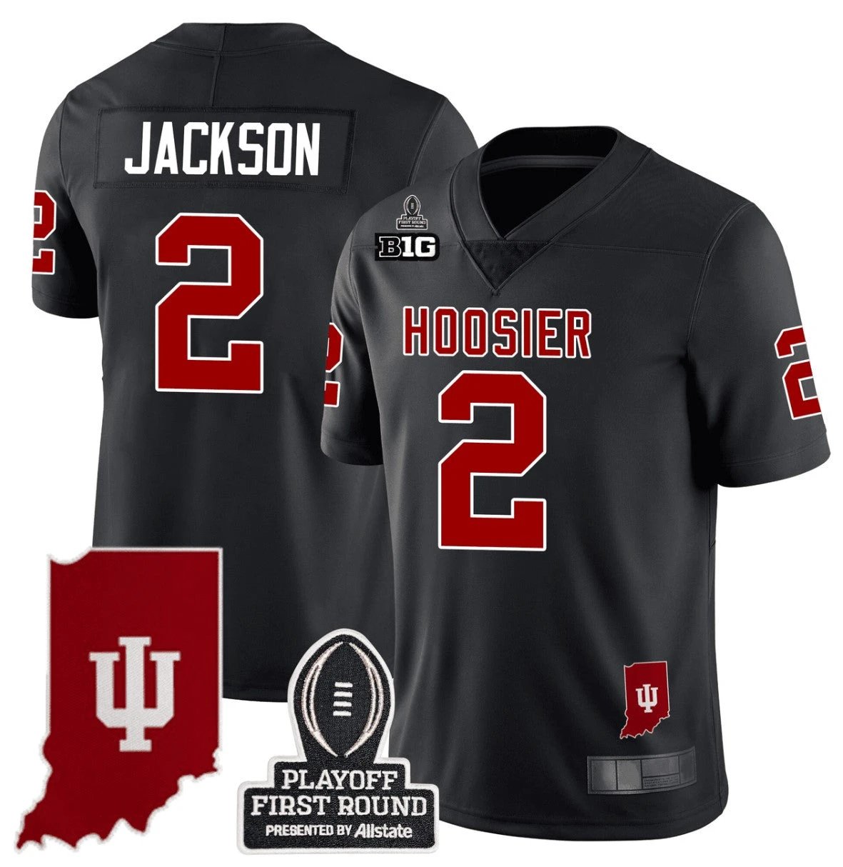 Tayven Jackson Jersey #2 Indiana Hoosiers CFP First Round Patch Football Black by NCAA Football Jersey
