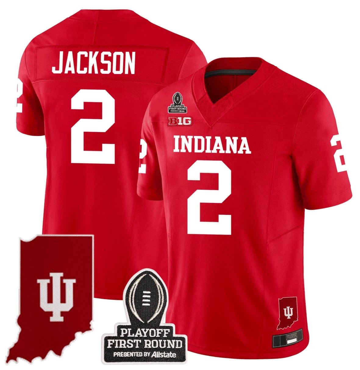 Tayven Jackson Jersey #2 Indiana Hoosiers CFP First Round Patch Football Red by NCAA Football Jersey