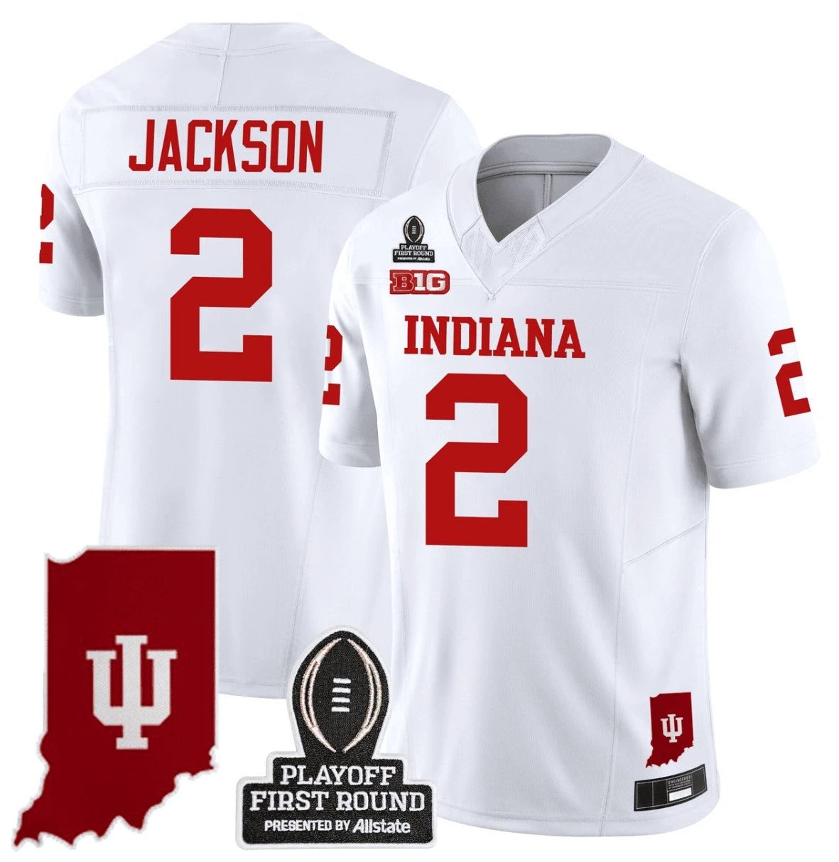 Tayven Jackson Jersey #2 Indiana Hoosiers CFP First Round Patch Football White by NCAA Football Jersey