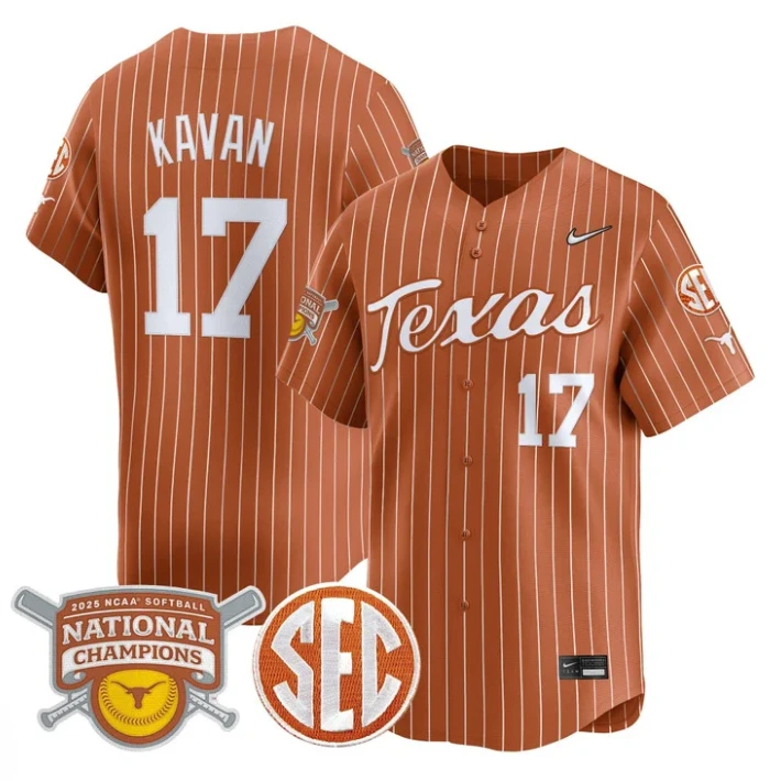 Teagan Kavan Jersey #17 Texas Longhorns 2025 National Champions Orange Pinstripe by My Store