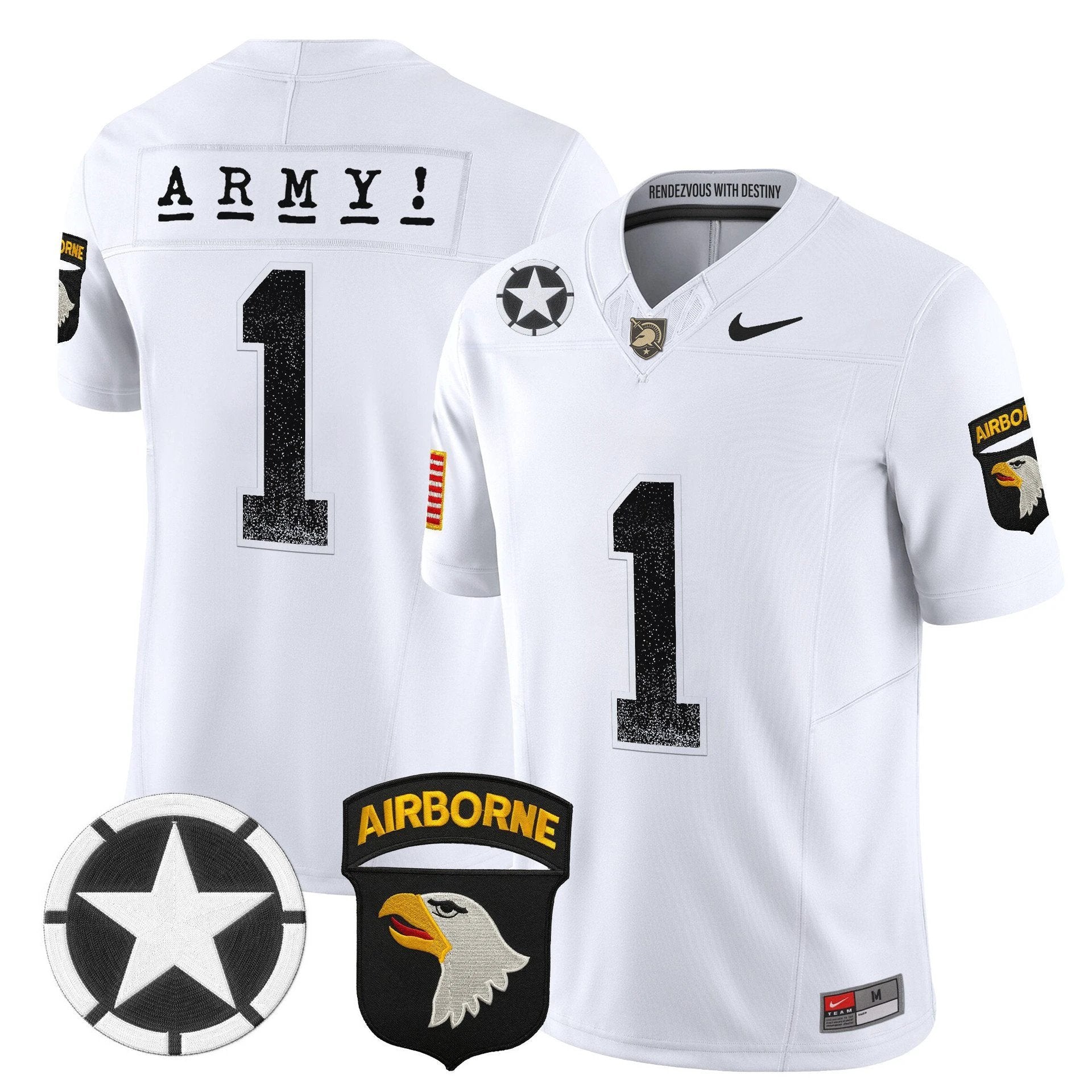 Team Jersey #1 Army Black Knights 2025 Screaming Eagles Stitched White by My store basketball