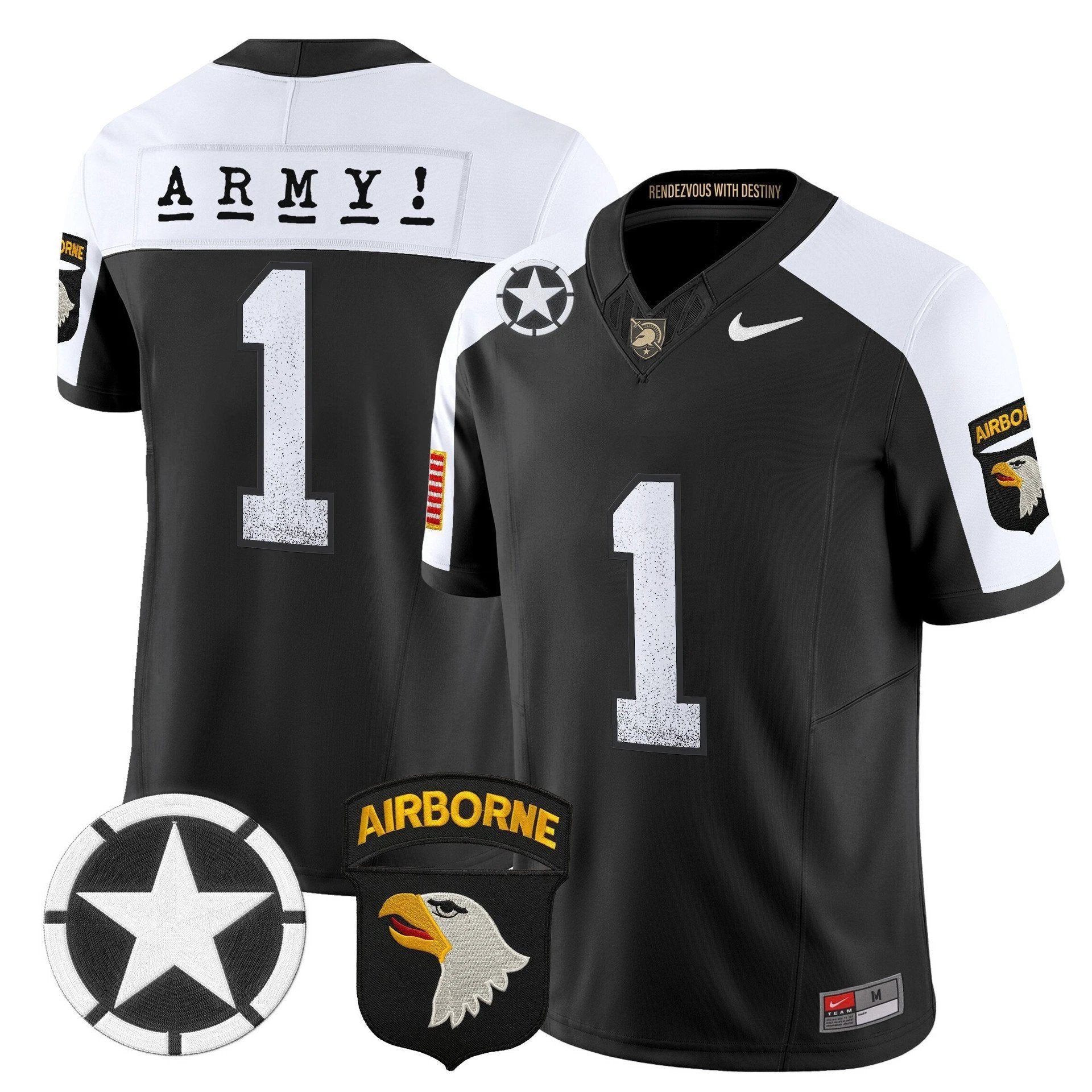Team Jersey #1 Army Black Knights 2025 Screaming Eagles Stitched Black Alter by My Store NCAA Football Jerseys