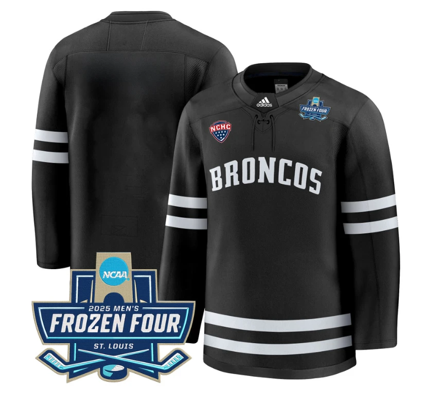 Team Jersey Blank Western Michigan Broncos 2025 Frozen Four Patch Premium Stitched Black by Hockey David