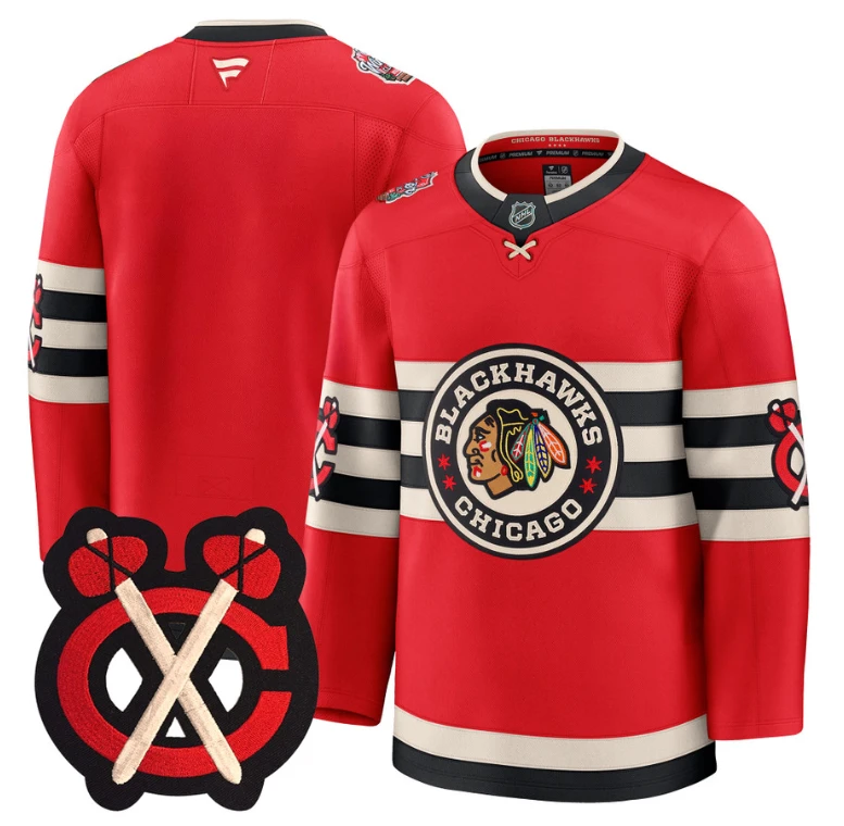 Team Jersey Chicago Blackhawks Winter Classic Patch Premium Stitched Red by Hockey David