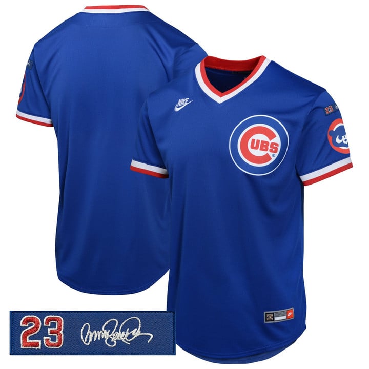 Team Jersey Chicago Cubs Ryne Sandberg Tribute Patch Stitched Royal by Baseball Jerseys 7