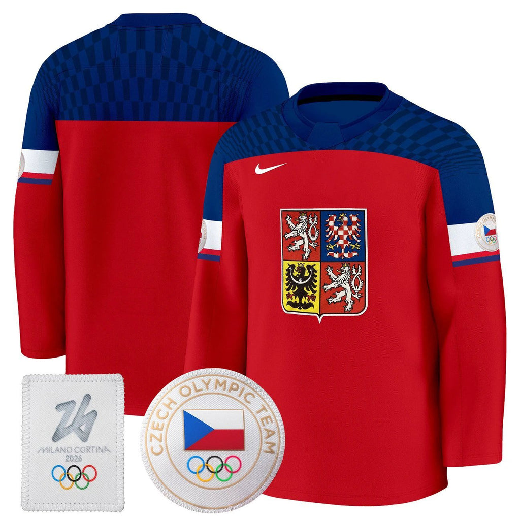 Team Jersey Czechia Olympic 2026 Premium Hockey Stitched Red by Hockey David