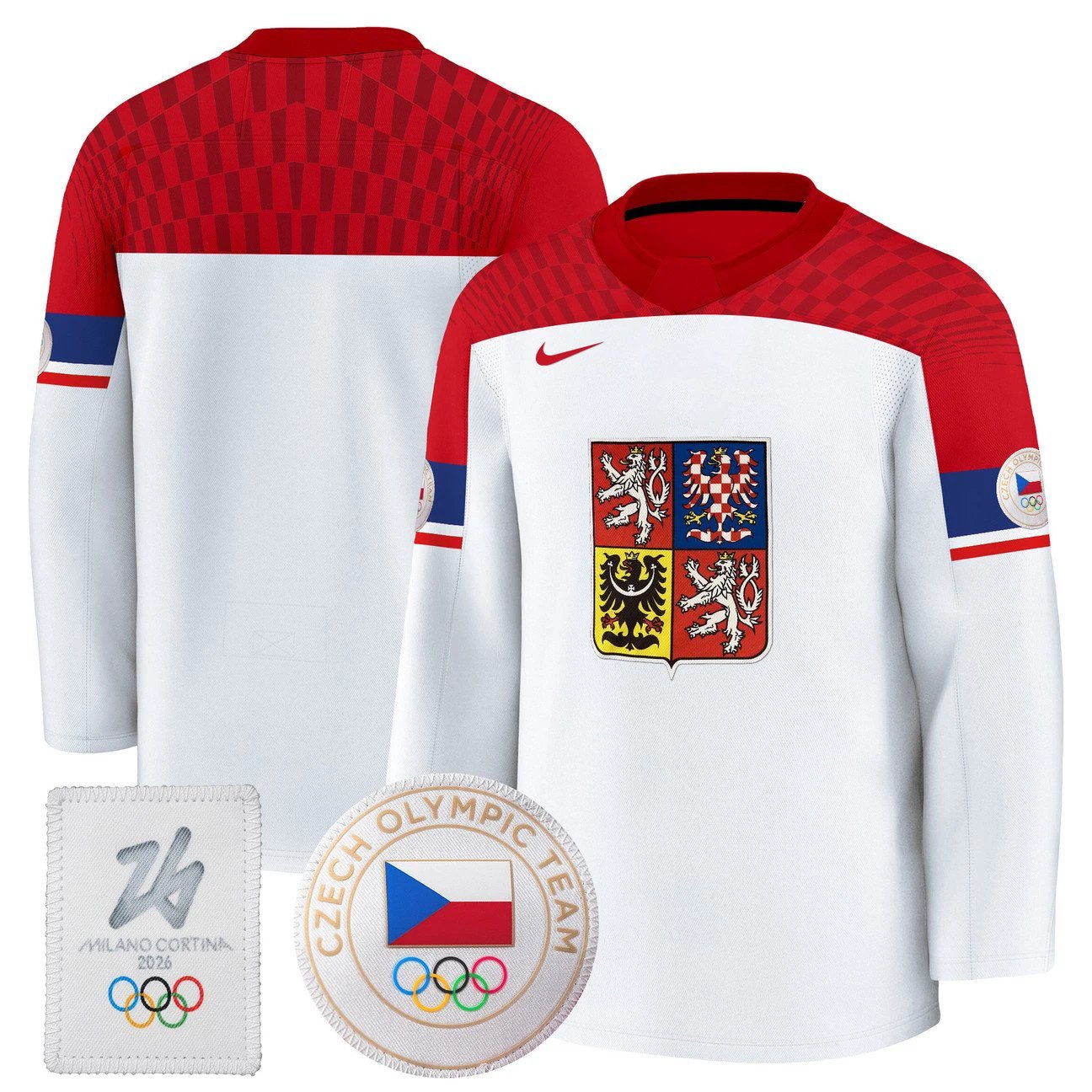 Team Jersey Czechia Olympic 2026 Premium Hockey Stitched White by Hockey David
