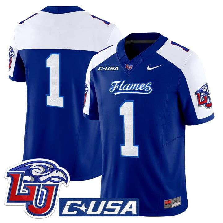 Team Jersey #1 Liberty Flames 2025 Vapor Limited Stitched Navy Alter by My Store NCAA Football Jerseys