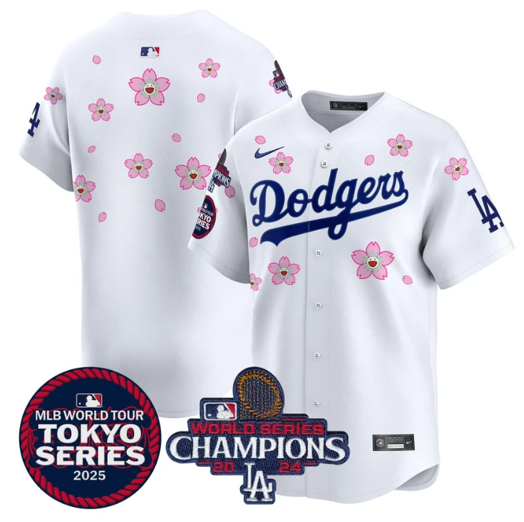 Team Jersey No Name Dodgers Tokyo Series 2025 World Series Champions Patch White by My Store
