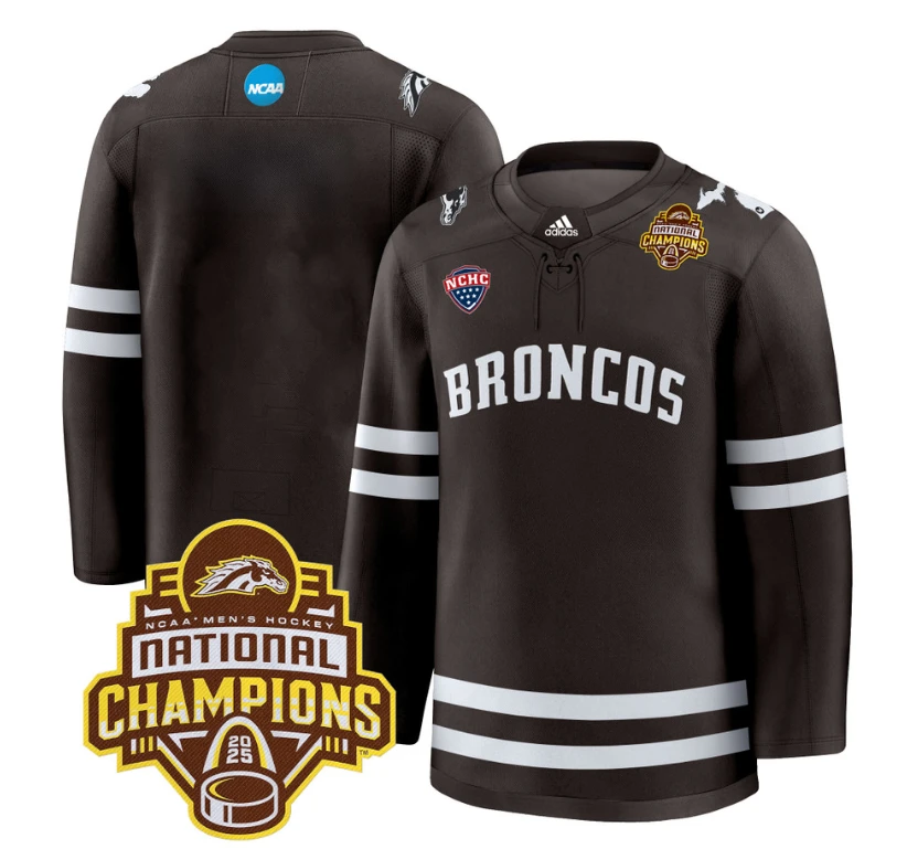 Team Jersey No Number Western Michigan Broncos 2025 National Champions Patch Stitched Brown by Hockey David