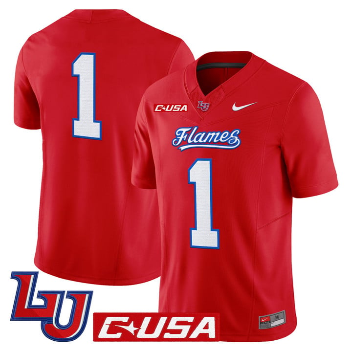 Team Jersey #1 Liberty Flames 2025 Vapor Limited Stitched Red by My Store NCAA Football Jerseys