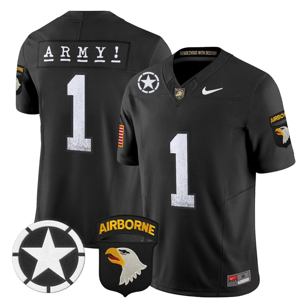 Team Jersey #1 Army Black Knights 2025 Screaming Eagles Stitched Black by My Store NCAA Football Jerseys