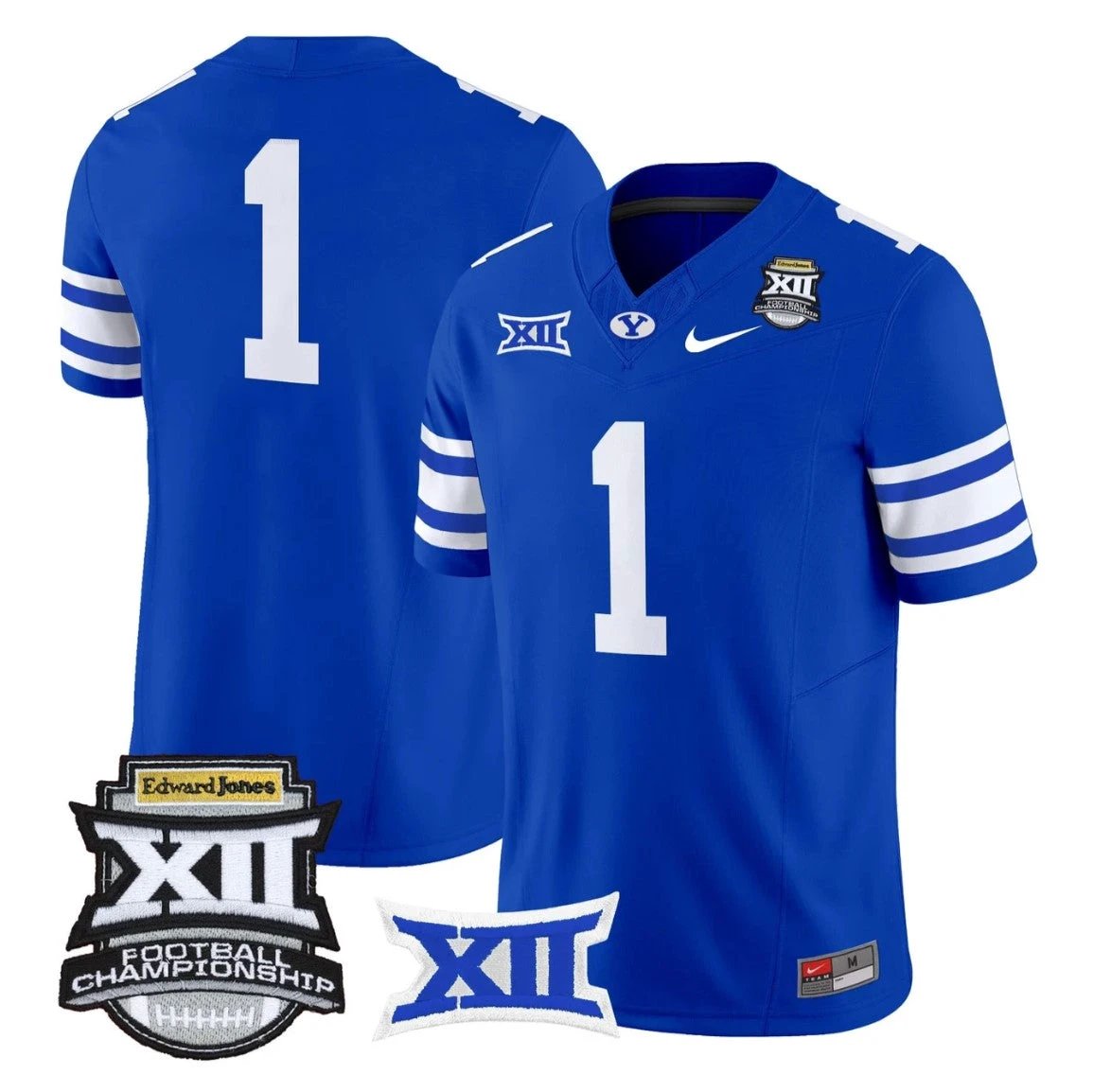 Team Jersey #1 BYU Cougars 2025 Big 12 Championship Vapor Stitched Royal by NCAA Football Jersey