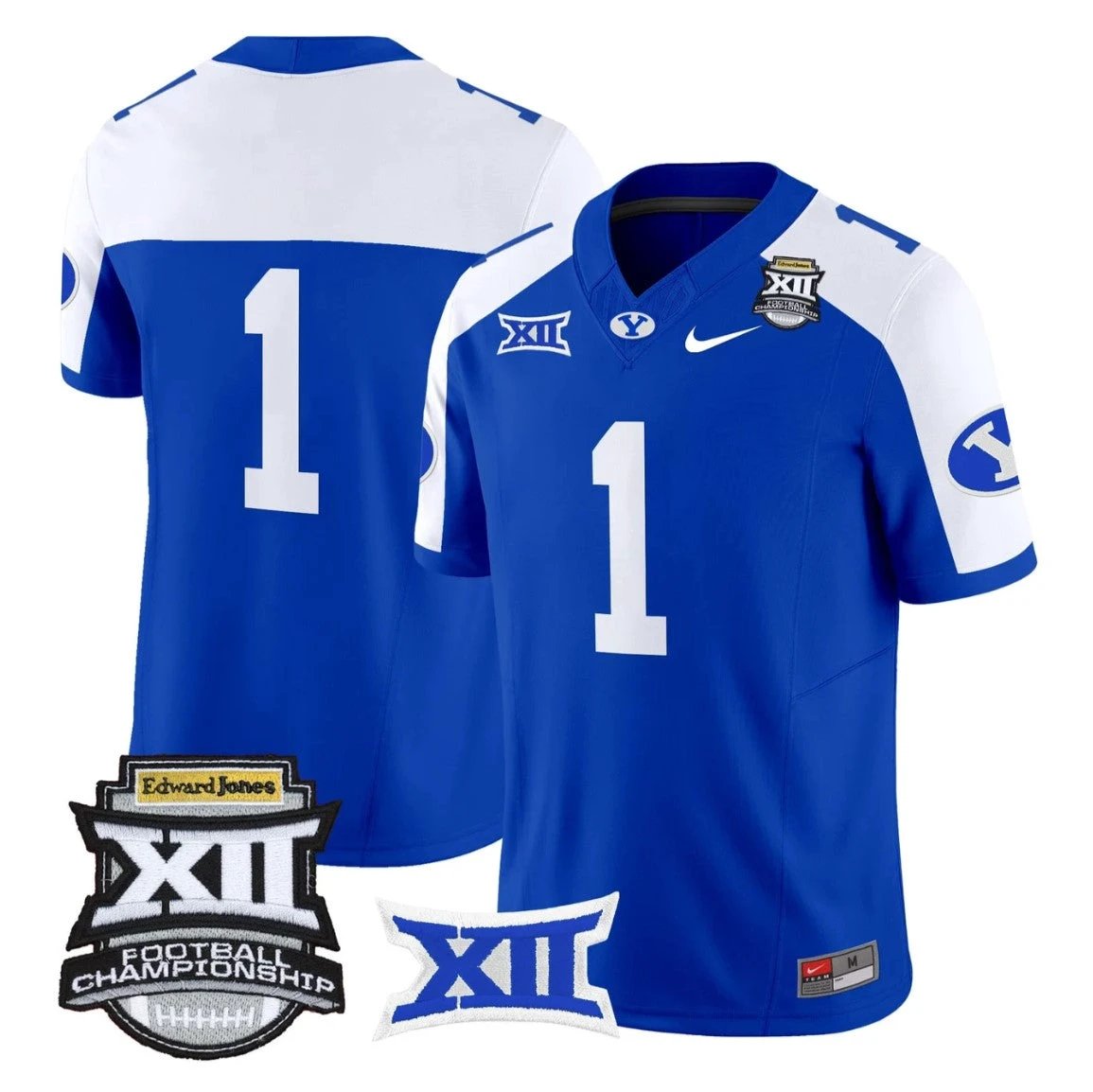 Team Jersey #1 BYU Cougars 2025 Big 12 Championship Vapor Stitched Royal Alternate by NCAA Football Jersey