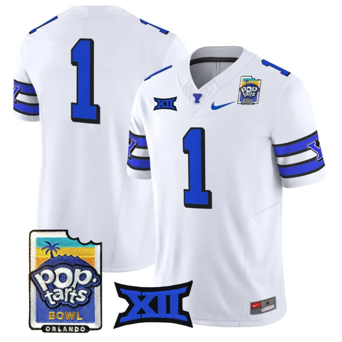 Team Jersey #1 BYU Cougars 2025 Pop-Tarts Patch Limited Stitched 1996 Throwback by NCAA Football Jersey