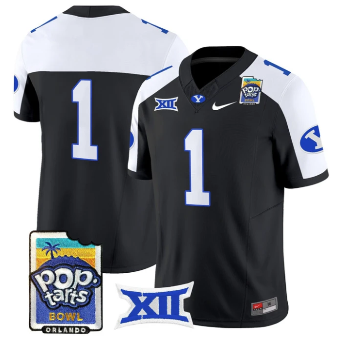 Team Jersey #1 BYU Cougars 2025 Pop-Tarts Patch Limited Stitched Black Alternate by NCAA Football Jersey