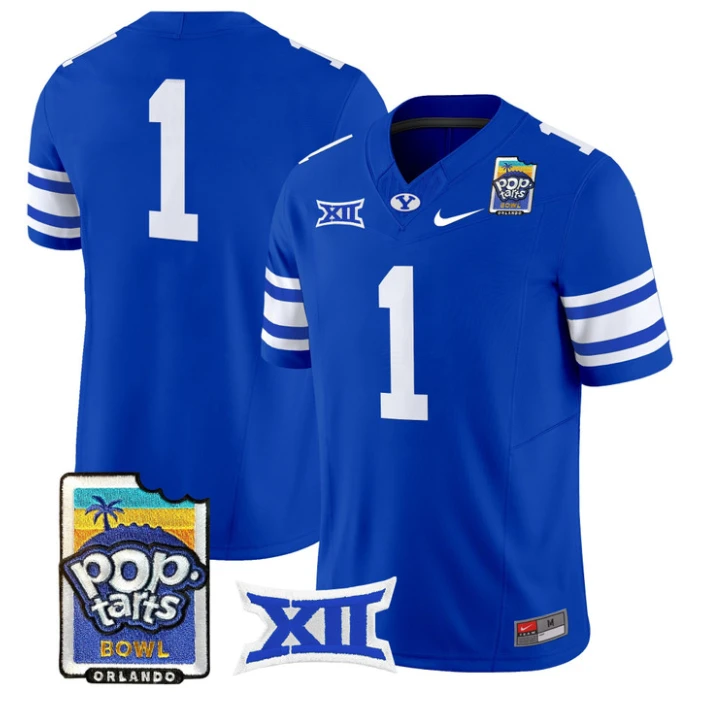 Team Jersey #1 BYU Cougars 2025 Pop-Tarts Patch Limited Stitched Royal by NCAA Football Jersey