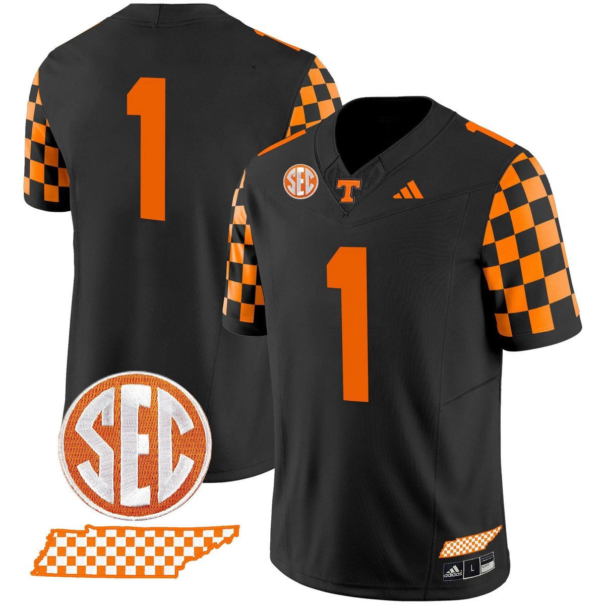 Team Jersey #1 Tennessee Vols Rebrand 2026 Checkerboard Stitched Black by My Store NCAA Football Jerseys