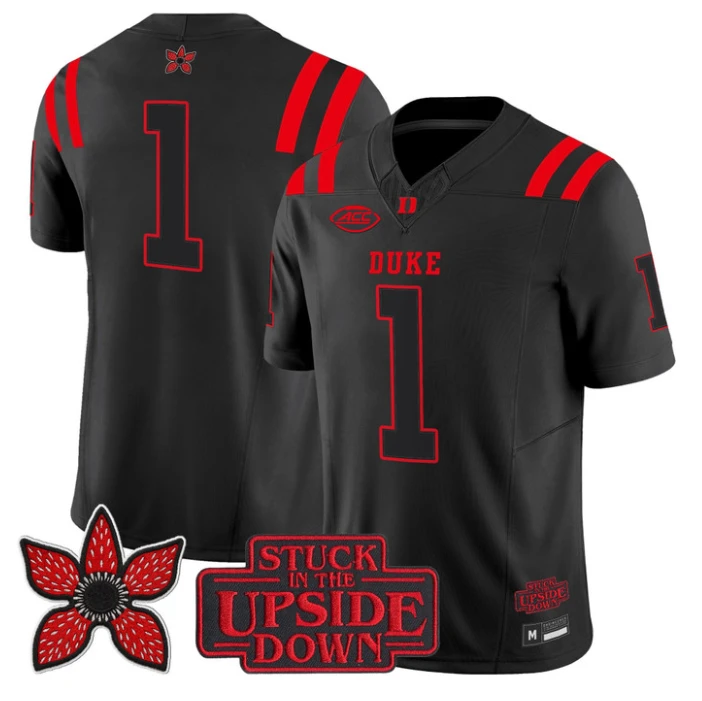 Team Jersey #1 Duke Blue Devils Stranger Things Edition Stitched by NCAA Football Jersey