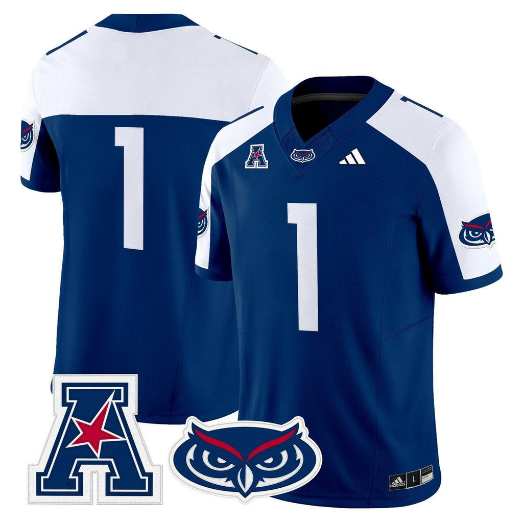 Team Jersey #1 Florida Atlantic Owls 2025 All Stitched Blue Alter by My Store NCAA Football Jerseys