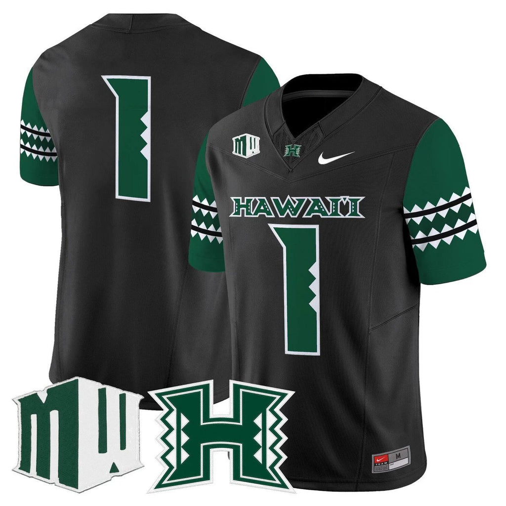 Team Jersey #1 Hawai'i Rainbow Warriors 2025 Vapor Stitched Black by My Store NCAA Football Jerseys
