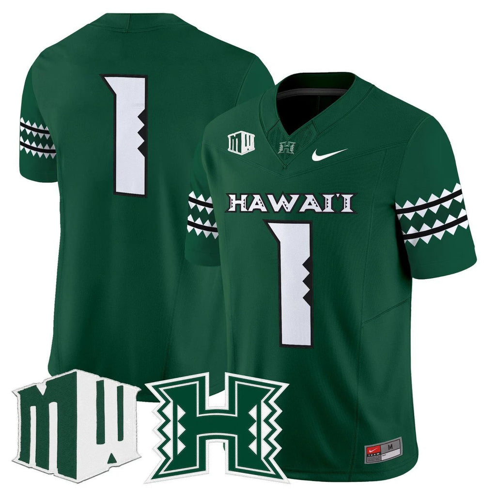 Team Jersey #1 Hawai'i Rainbow Warriors 2025 Vapor Stitched Green by My Store NCAA Football Jerseys