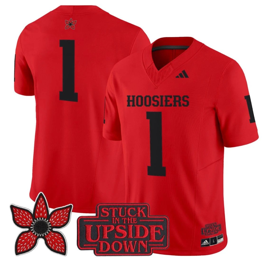 Team Jersey #1 Indiana Hoosiers Stranger Things Edition Stitched Red by NCAA Football Jersey