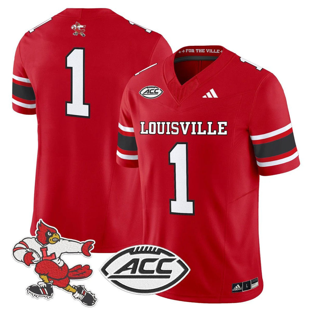 Team Jersey #1 Louisville Cardinals 1980s Throwback Limited Stitched Red by My Store NCAA Football Jerseys